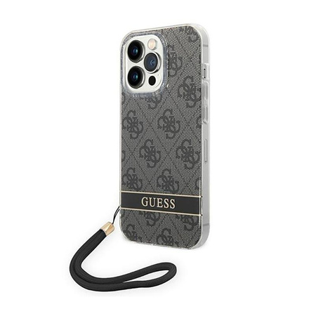 Guess 4G Print Cord - Case with lanyard iPhone 14 Pro (black)