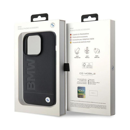 BMW Leather Hot Stamp MagSafe - iPhone 15 Pro tok (fekete)