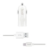 Kompaktowa Ładowarka Samochodowa USB Budi 12W + kabel Lightning 1,2m Biała