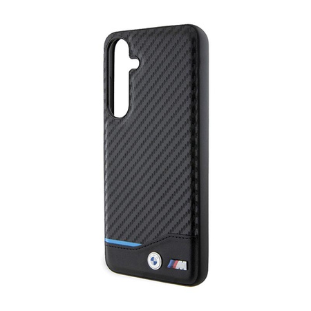 BMW Leather Carbon Blue Line - Case for Samsung Galaxy S24+ (black)