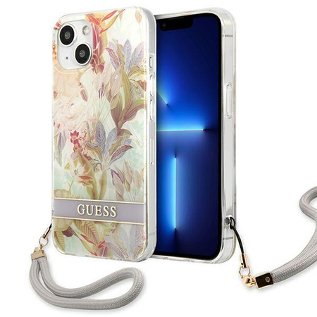 Guess Flower Cord - Cover for iPhone 13 mini (Purple)