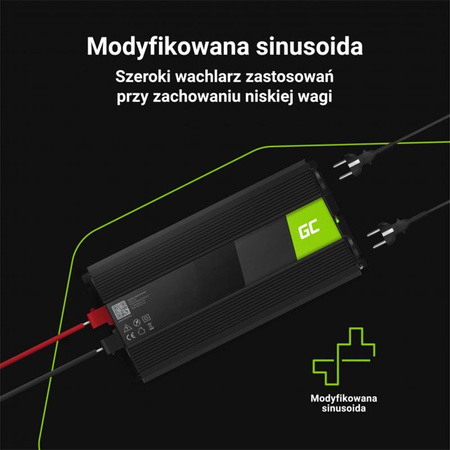 Green Cell - Měnič napětí 24V na 230V 1500W/3000W Modifikovaná sinusovka