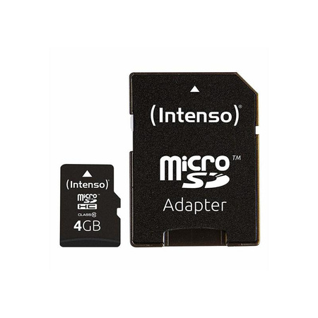 Intenso MicroSDHC - Memóriakártya 4 GB Class 10 12/20 MB/s adapterrel