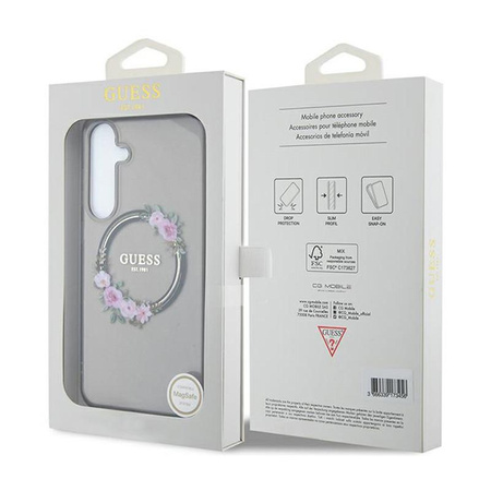 Guess IML Flowers Wreath MagSafe - Etui Samsung Galaxy S24+ (czarny)