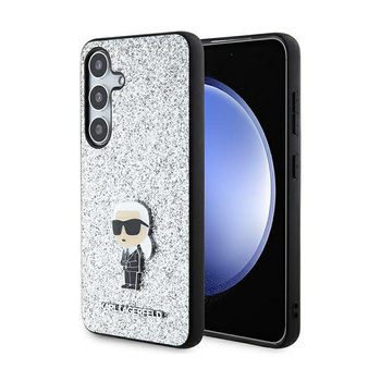 Karl Lagerfeld Fixed Glitter Iconic Logo Metal Pin - pouzdro pro Samsung Galaxy S24 (stříbrné)