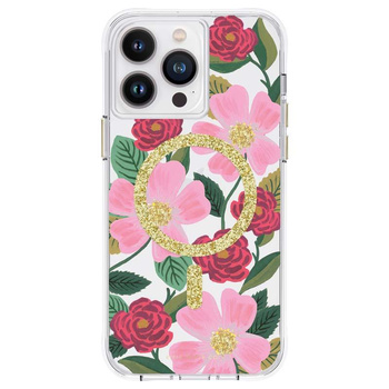 Rifle Paper Clear MagSafe - Pouzdro zdobené zlatem pro iPhone 14 Pro Max (Rose Garden)
