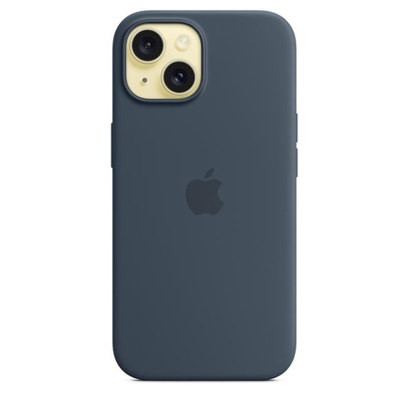 Apple Silicone Case – Silikonhülle mit MagSafe für iPhone 15 (Storm Blue)