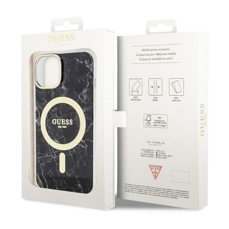 Guess Marble MagSafe - iPhone 14 Tasche (Schwarz)