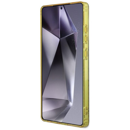 Guess 4G Glitter háromszög gombok MagSafe - tok Samsung Galaxy S25 Ultra (barna)