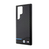 BMW Leder Carbon Blue Line - Tasche Samsung Galaxy S24 Ultra (schwarz)
