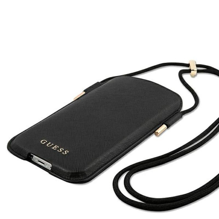 Guess Saffiano Pouch - Torebka na telefon L max 6.7" (czarny)