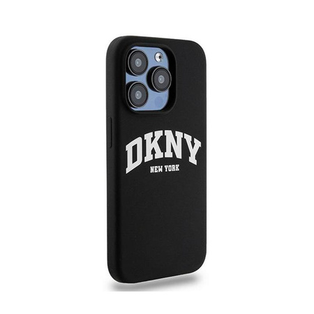 DKNY Liquid Silicone White Printed Logo MagSafe - Schutzhülle für iPhone 13 Pro (schwarz)