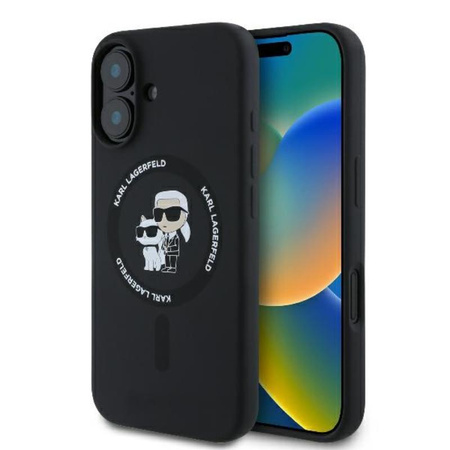 Karl Lagerfeld Silikonové pouzdro Karl & Choupette Ring MagSafe - iPhone 16 Plus (černé)