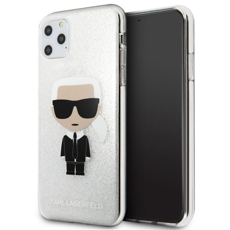 Karl Lagerfeld Iconic Karl - iPhone 11 Pro Max Tasche (Silber Glitter)