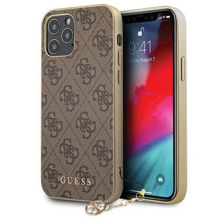 Guess 4G Charms Collection - Coque pour iPhone 12 / iPhone 12 Pro (marron)