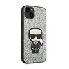 Karl Lagerfeld Glitter Flakes Ikonik - Hülle für iPhone 14 (Silber)
