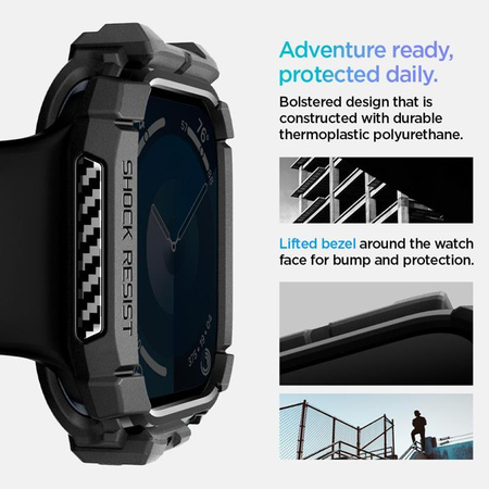 Spigen Rugged Armor - Étui pour Apple Watch 10 46 mm (Noir mat)