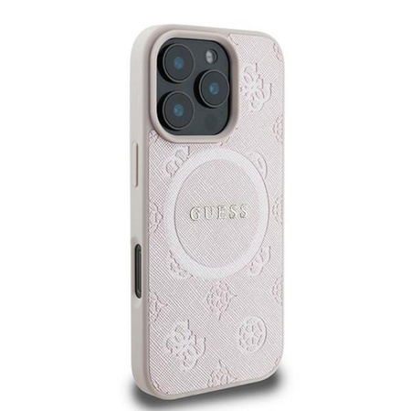 Guess Saffiano Peony Classic Logo MagSafe - iPhone 16 Pro Case (pink)