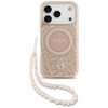 Guess IML Flowers Electro Pearl Strap MagSafe - Pouzdro iPhone 17 Pro (růžový)