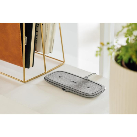 Moshi Sette Q - Duales drahtloses induktives Qi-Ladegerät für iPhone und Android (Nordisches Grau)