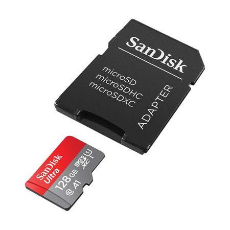 Carte mémoire SanDisk Ultra microSDXC - 128 Go A1 Class 10 UHS-I 140 Mo/s avec adaptateur