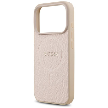 Guess Saffiano Classic Logo MagSafe - Hülle für iPhone 17 Pro (rosa)