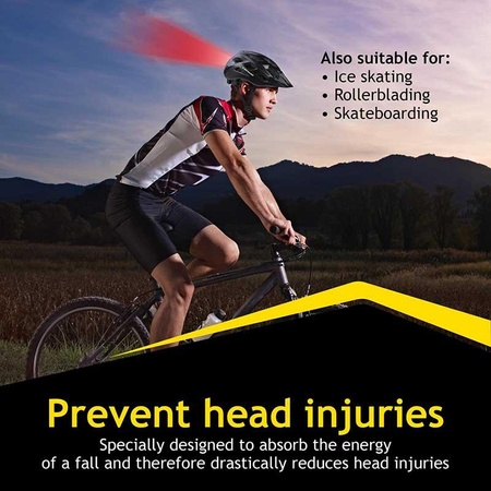 Dunlop - MTB bike helmet 6xLED r. M (Black-gray)