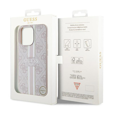 Guess 4G Printed Stripes MagSafe - pouzdro pro iPhone 13 Pro (růžové)