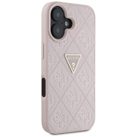 Pouzdro Guess Hot Stamp 4G Pattern Triangle Metal Logo - iPhone 16 (růžové)