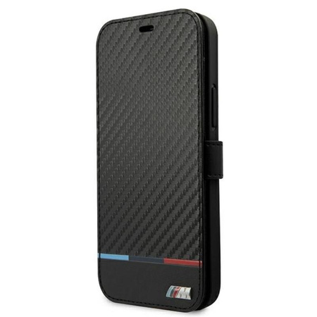 BMW Booktype M Carbon Stripe - tok iPhone 13 mini készülékhez (fekete)
