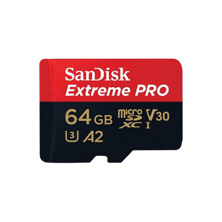 Carte mémoire SanDisk Extreme Pro microSDXC - 64 GB A2 V30 UHS-I U3 200/90 MB/s avec adaptateur