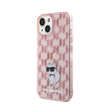 Karl Lagerfeld Monogram Choupette - pouzdro pro iPhone 15 (růžové)