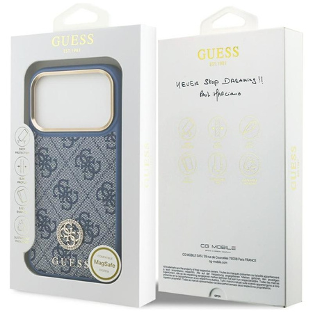 ETUI DO IPHONE 17 PRO do MAGSAFE GUESS NIEBIESKIE ORYGINALNE MODNE CASE