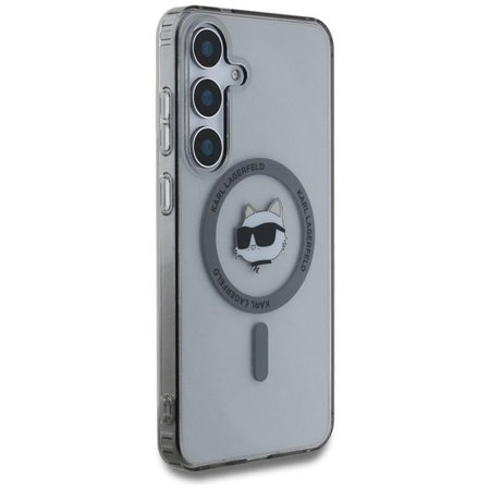 Karl Lagerfeld Button Choupette Head s potiskem loga MagSafe - pouzdro pro Samsung Galaxy S25+ (černé)