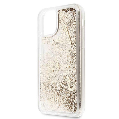 Guess Liquid Glitter Hearts - iPhone 11 Pro Case (Gold)