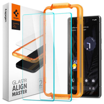 Spigen Alm Glas.TR 2-Pack - Gehärtetes Glas für Google Pixel 7A (2 Stk.) (Transparent)
