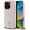 Guess Grainé Hot Stamp Peony Triangle Logo MagSafe - Coque pour iPhone 16 Pro Max (rose)