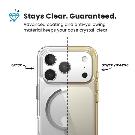 ETUI MAGSAFE PANCERNE DO IPHONE 17 PRO Speck PRZEZROCZYSTE BEZBARWNE CASE