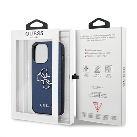 Guess Saffiano 4G Big Silver Logo - iPhone 13 Pro Max Case (blue)