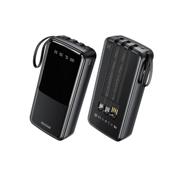 WEKOME WP-10 Pop Digital Series - Power banka 20000 mAh s integrovaným kabelem USB-C / Lightning / Micro USB / USB-A (černá)
