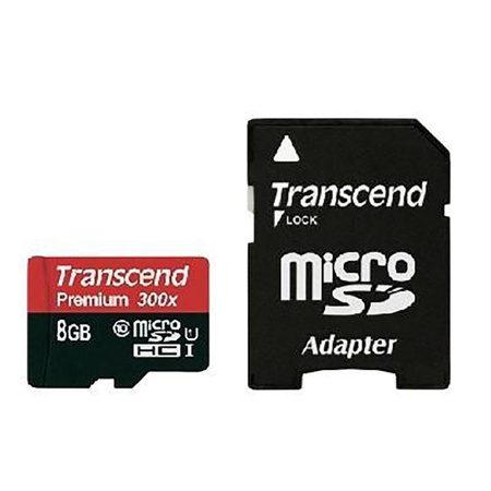 Transcend Memory MicroSDHC - 8 GB UHS-1 U1 45MB/s memóriakártya adapterrel
