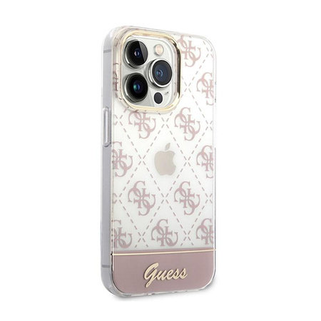 Guess 4G Stripe Script Logo Electroplated Pattern - iPhone 14 Pro Max Case (pink)