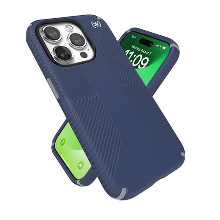 Speck Presidio2 Grip - iPhone 15 Pro Tasche (Küstenblau / Staubgrau / Weiß)