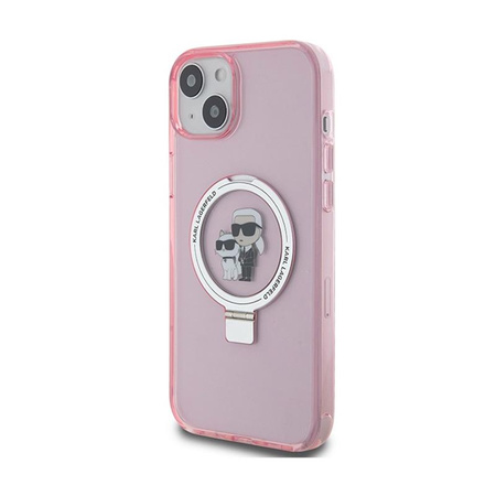 Karl Lagerfeld Ring Stand Karl & Choupette MagSafe - iPhone 15 Plus Case (pink)