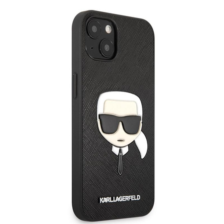 Karl Lagerfeld Saffiano Ikonik Karl`s Head - iPhone 13 Mini tok (fekete)