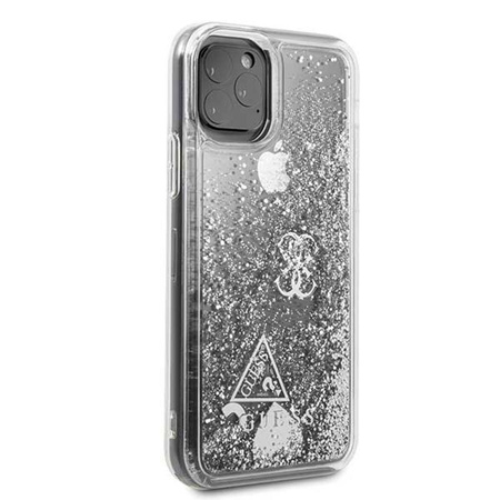 Guess Liquid Glitter Hearts - iPhone 11 Pro tok (ezüst)