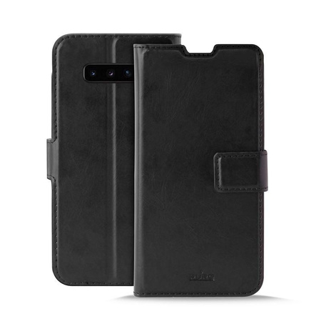 Étui portefeuille PURO Booklet - Étui pour Samsung Galaxy S10+ avec pochettes pour cartes + support (noir)