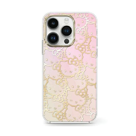 Hello Kitty IML Gradient Electrop Crowded Kitty Head - pouzdro pro iPhone 15 (růžové)