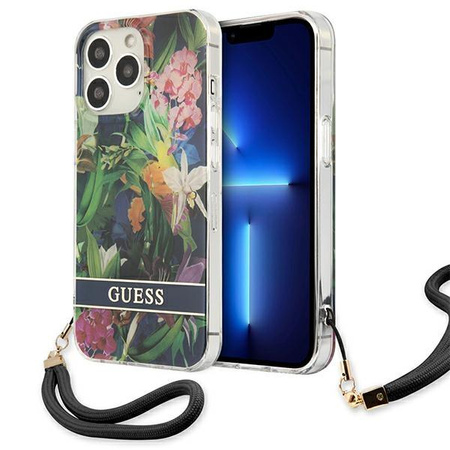 Guess Flower Cord - Schutzhülle für iPhone 13 Pro (Blau)