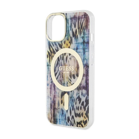 Guess Leopard MagSafe - iPhone 14 Case (Blue)